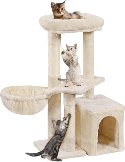 Yaheetech 34.5In Scratching Post, Cat Scratchers for Indoor Cats and Kittens, Multifunctional Activity Post W/Sisal Rope＆Dangling Ball＆Large Condo, Dark Gray12