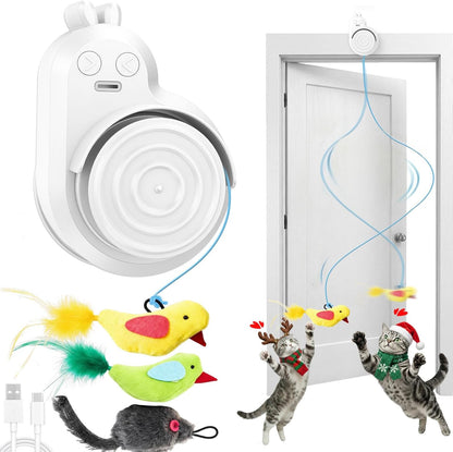 Interactive Cat Toys for Indoor Cats - Automatic Flying Bird Feather & Mouse Wand Enrichment Toy, Hands-Free or Handheld Usb-Rechargeable Safe Play Chase Exercise for Bored Kittens and Adult Cats1