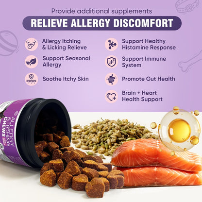 Dog Allergy Chews 200Ct - Dog Allergy and Itching Skin Relief anti Itch Aller Immune Bites for Dogs Licking Paws Treatment Relief Itchy Chew Probiotics Vitamins for Skin and Coat Allergies - Lamb | Probiotics & Vitamins Bites for Dogs Licking Paws.Anti-Itch Treatments to Soothe Allergies & Support Healthy Coat Health2