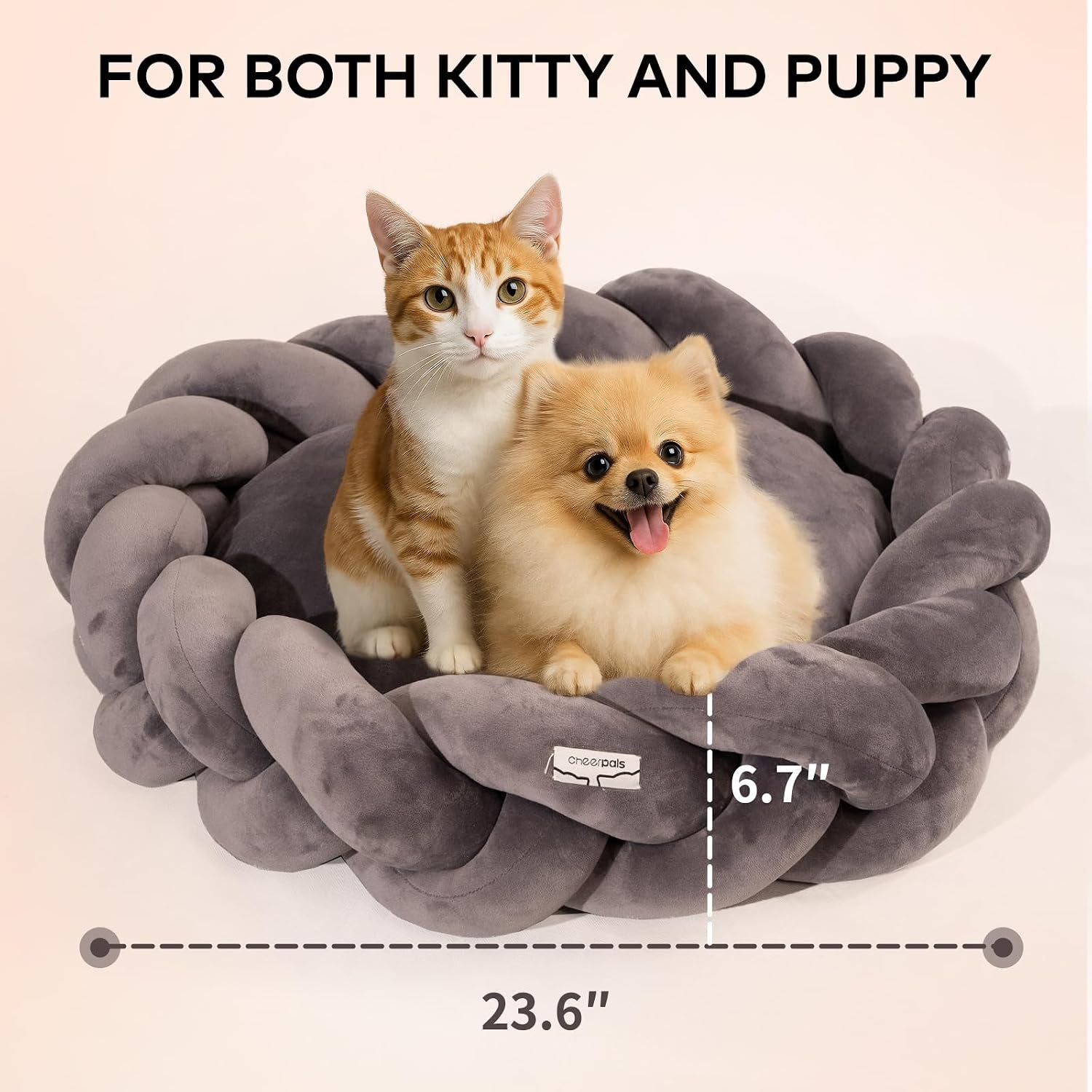 cheerpals-weave-cat-bed-for-indoor-cats-cute-pet-bed-with-washable-cushion-fluffy-kitty-bed-for-small-dogdark-gray
