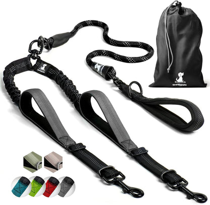 Sparklypets Double Dog Leash for 2 Dogs – Rope Bungee Dual Leash for Medium and Large Breeds with Padded Handles & Tangle Free (Teal, Medium/Large)14