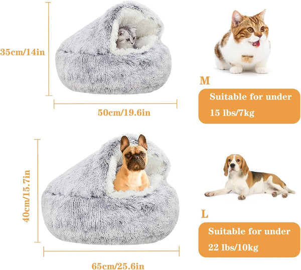SUOXU Small Dog Bed, Nest Warm Super Soft Plush Faux Fur Washable Dog Bed with Non-Slip Bottom for Medium Small Dogs Snooze Sleeping Indoor (Gray-65Cm/25In)3