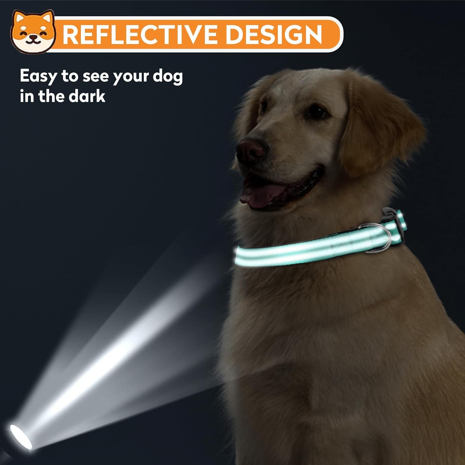 reflective-dog-collar-adjustable-soft-neoprene-padded-teal-m-breathable-nylon-for-medium-dogs-tear-resistant-webbing-chafe-free-on-walks-and-hikes-metal-d-ring-night-safety