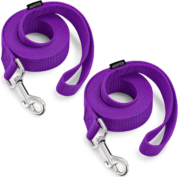 AMAGOOD 6 FT Puppy/Leash, Strong Traditional Style with Easy to Use Collar Hook, Great for Small, Medium and Large Dogs (5/8In X 6 Ft, Purple)56
