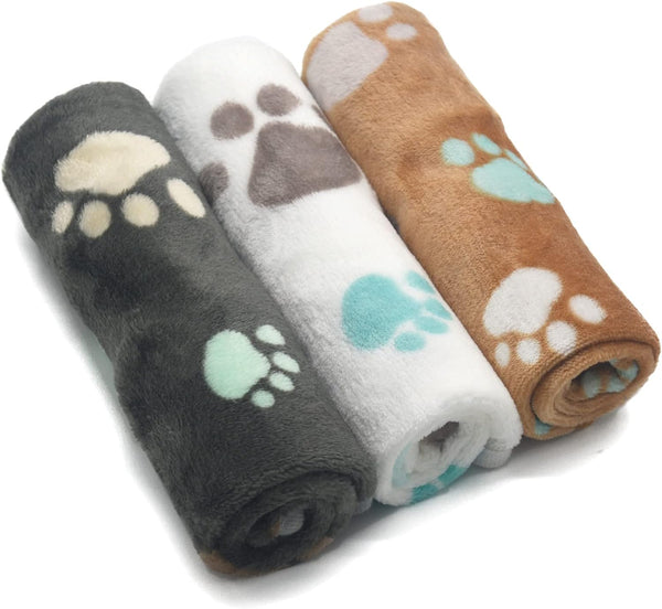 1 Pack 3 Puppy Blankets Super Soft Warm Sleep Mat Grey Cute Print Blanket Fluffy Fleece Pet Blanket Flannel Throw Dog Blankets for Small Dogs Puppy Dogs Fluffy Cats,Bone-Small(23"X15")11