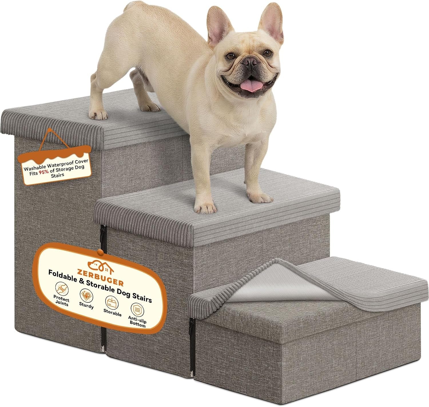 zerbuger-wider-dog-ramp-for-high-bed-with-storage-18-h-foldable-dog-stairs-for-small-medium-large-older-senior-animal-sturdy-dog-step-for-climbing-bed-or-couch-arthritis-friendly-gray-no-condo