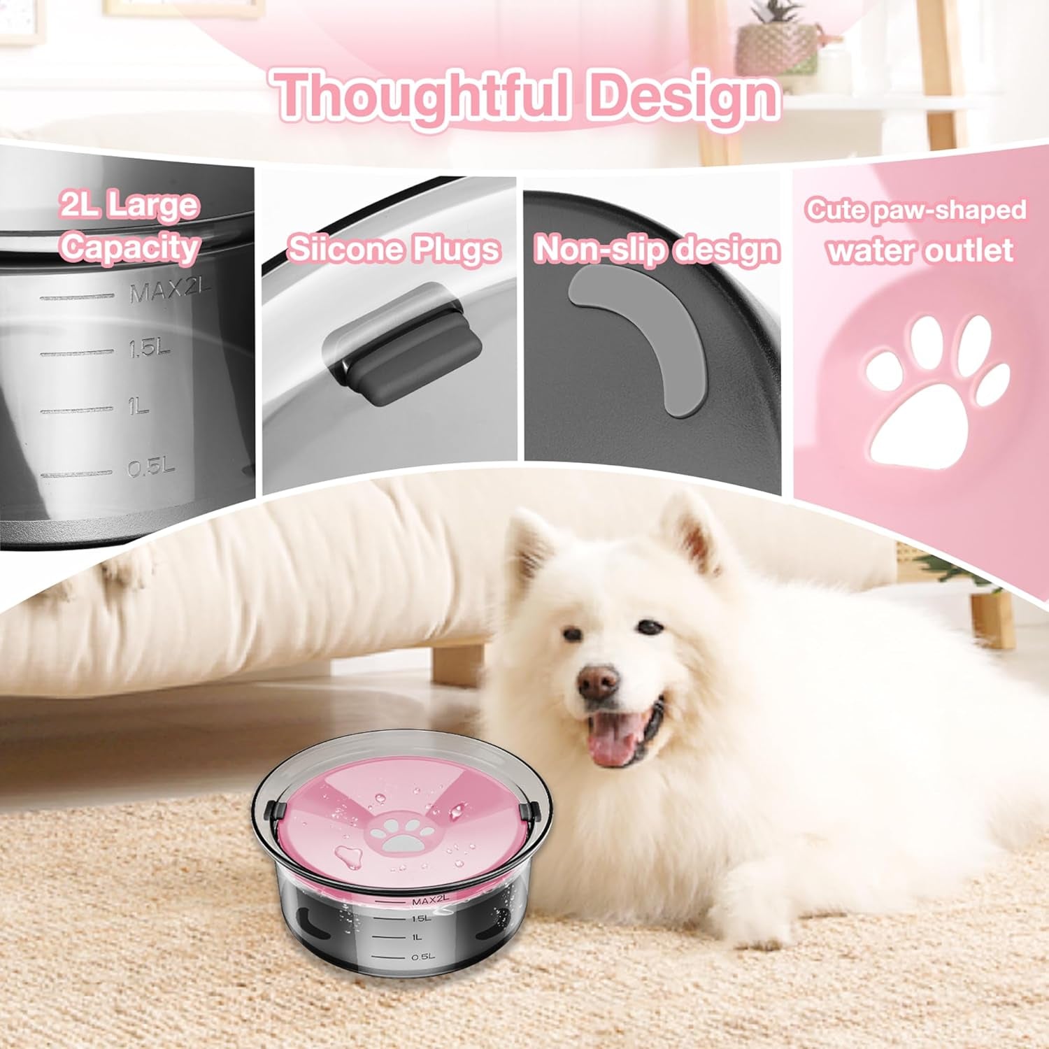 2l-dog-water-bowl-no-spill-70oz-large-spill-proof-dog-water-bowl-reduce-refill-slow-drinking-water-bowl-anti-splash-no-mess-pet-water-bowl-for-vehicle-outdoor-indoor-pink