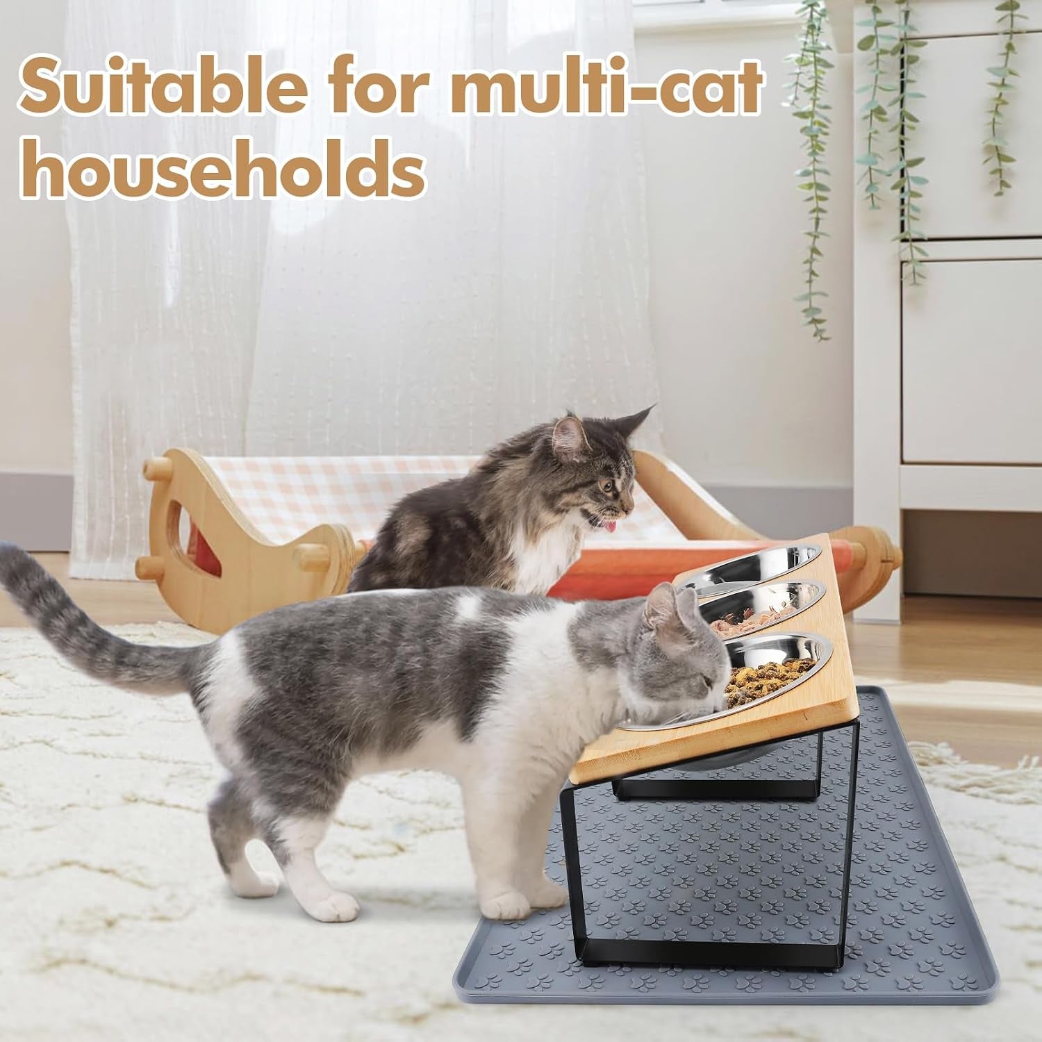 15-tilted-elevated-cat-bowls-raised-cat-bowls-stand-with-silicone-food-mat-3-stainless-steel-cat-dishes-for-food-and-water-anti-vomiting-for-indoor-cats-and-small-pets