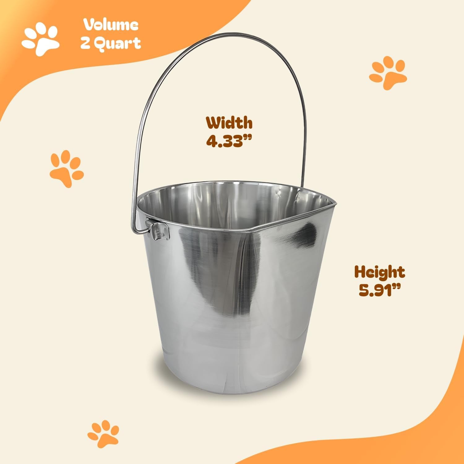 advance-pet-products-2-quart-heavy-duty-stainless-steel-flat-side-bucket-durable-food-water-pail-for-dogs-cats-kennels-cages-and-critter-crates-multi-purpose-bucket