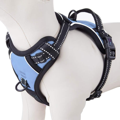 PHOEPET No Pull Dog Harness Medium Reflective Front Clip Vest with Handle, Adjustable 2 Metal Rings 2 Buckles(M, Grey)22