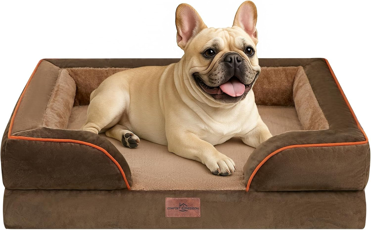 comfort-expression-orthopedic-dog-bed-for-extra-large-dogs-with-bolster-waterproof-dog-couch-bed-with-washable-cover-non-slip-bottom-supportive-egg-crate-foam-xl-pet-bed-42x30-inch