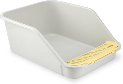 Spacetime Large Cat Litter Box with High Sides,Cat Boxes for Indoor Cats,Cat Litter Pan for Kitty,Litter Box with Low Entry,Easy to Clean,Anti-Splashing(Grey)11