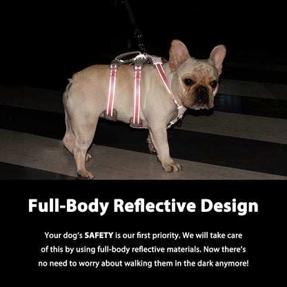 Huntboo Escape Proof Harness, No Slip Dog Harness Escape Proof, Fully Reflective Harness with Handle, Breathable, Durable, Adjustable Vest for Medium Dogs Walking and Training Gear (Black, M)3