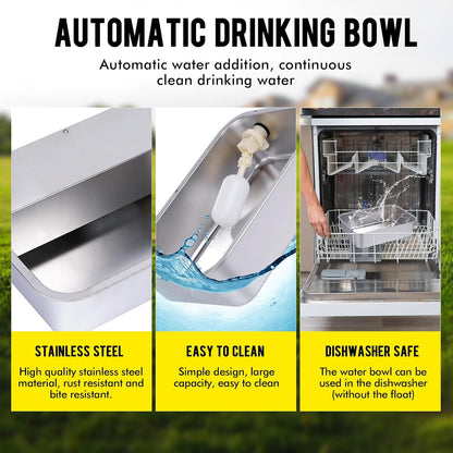 3Gal Automatic Outdoor Dog Water Dispenser for Large Breed Dogs Auto Self Filling Water Bowl Stainless Steel Dog Pet Waterer for Big Cat Chicken Goat Sheep Livestock (15.7" X 11.8")4