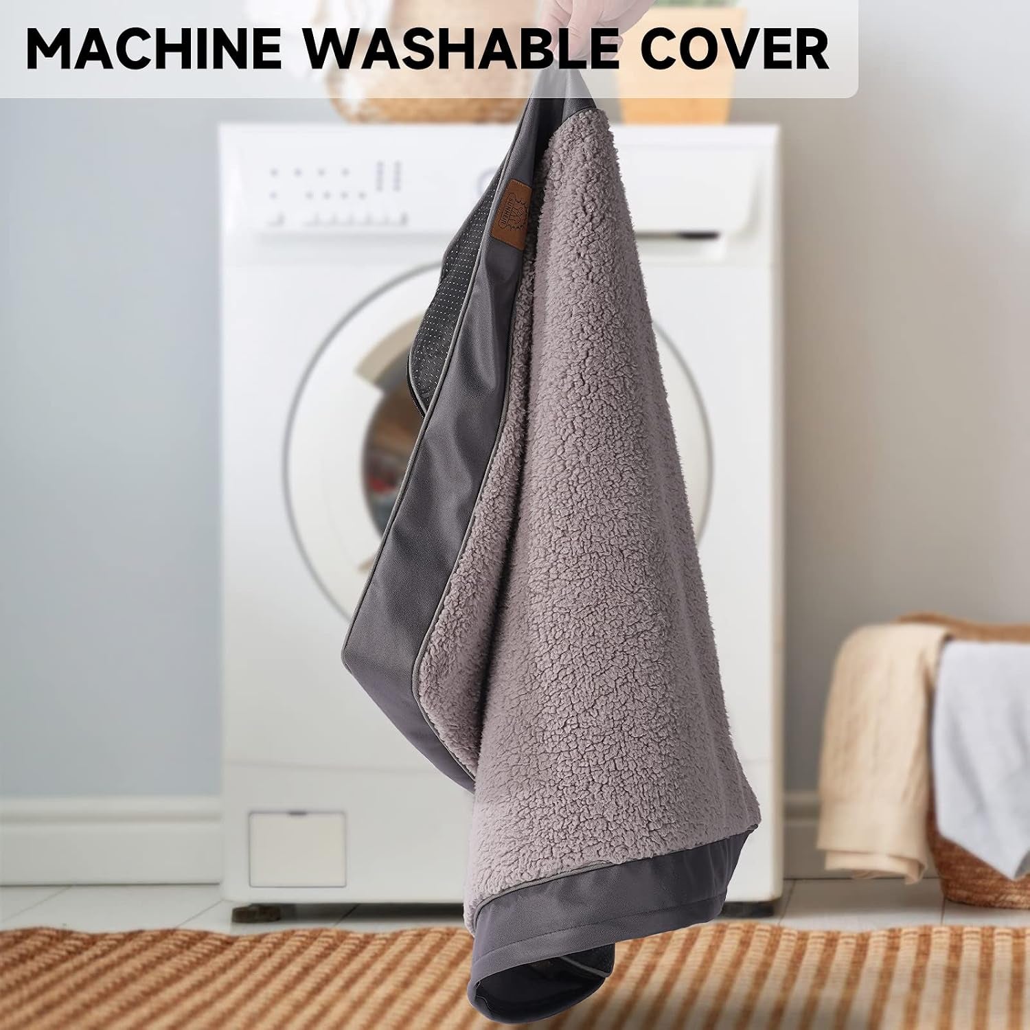 sunheir-washable-extra-large-dog-bed-covers-soft-plush-replacement-waterproof-dog-bed-liner-pet-bed-cover-with-zipper-44x32x3-inches-grey-cover-only