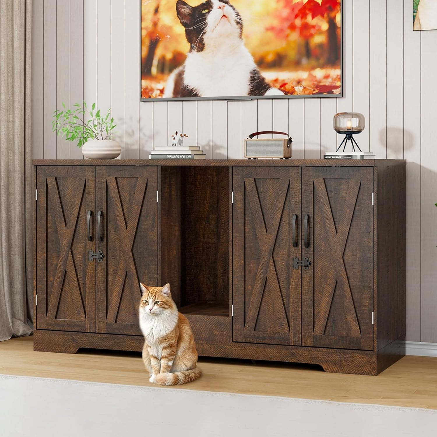 59-1-cat-litter-box-enclosure-for-2-cats-hidden-litter-box-furniture-with-power-outlet-removable-hallway-lockable-door-anti-tip-design-farmhouse-litter-box-cabinet-with-magnetic-door-white