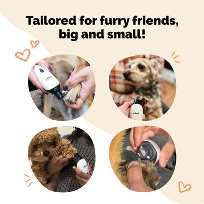Luckytail Pet Nail Grinder for Dogs and Cats - Super Quiet and Low Vibration Electric Dog Nail Grinder with 2 LED Lights - USB Rechargeable and Cordless - 2 Speeds - Small to Large Pets5