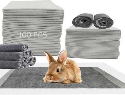 100 Pcs Disposable Rabbit Pee Pads,Pet Pees Pad Cage Black Carbon Liner,Super Absorbent Leak Proof Cushion Reduce Odor Bunny Training Accessories for Kitten Puppy Hamsters Hedgehog1
