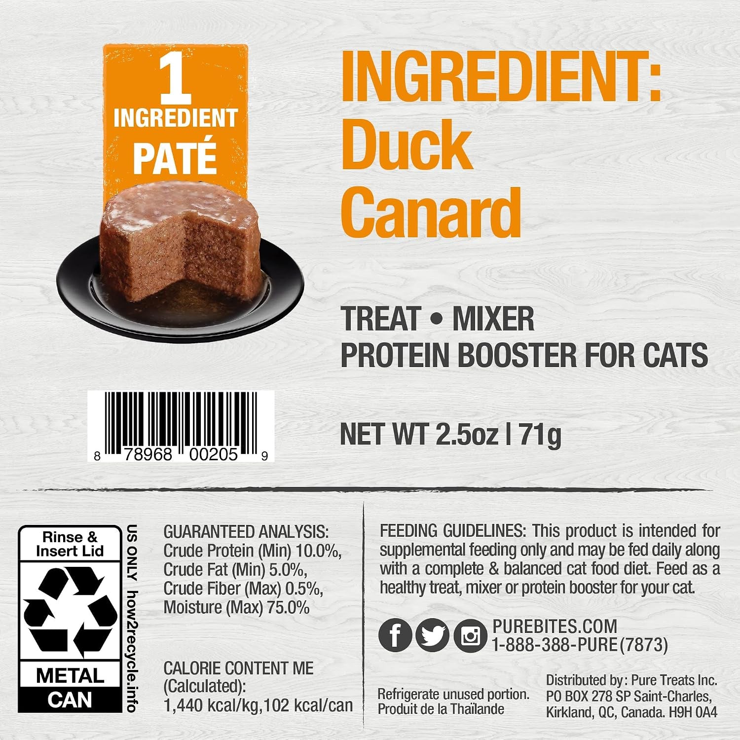 purebites-100-pure-duck-pate-cat-treat-2-5oz-can-only-1-ingredient-case-of-12