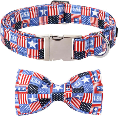 Lionet Paws Boy Dog Collar with Bowtie, Comfortable Adjustable Cute Navy Blue Bow Tie Collar for Male Dogs Gift, Xlarge, Neck 16-26 Inches24