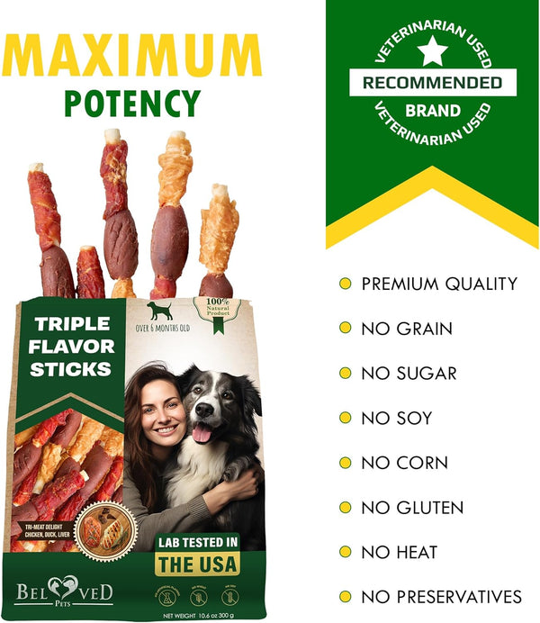 Beloved Pets Dog Treats & Rawhide Bones Wrapped Chicken and Duck - Pet Chews Sticks for Large, Medium & Small Breeds - Long Lasting Chewers Snacks – Puppy Treats7