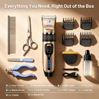 Dog Clippers for Grooming,Dog Grooming Kit for Heavy Thick Hair&Coats | <60Db Quiet,Rechargeable Cordless,4H Runtime,4 Guide Combs,2In1 Wide & Narrow Blades,Pet Shaver for Matted Fur7