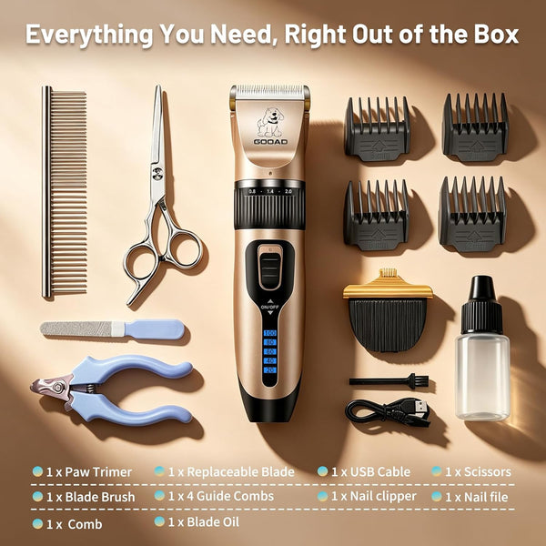 Dog Clippers for Grooming,Dog Grooming Kit for Heavy Thick Hair&Coats | <60Db Quiet,Rechargeable Cordless,4H Runtime,4 Guide Combs,2In1 Wide & Narrow Blades,Pet Shaver for Matted Fur7