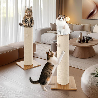 KAMABOKO 29.5" Cat Scratching Post, 7.5" Ultra-Large Diameter Natural Sisal Cat Scratch Post, Scratch-Resistant Tall Cat Scratcher for Indoor Cats, Protect Your Furniture, Beige, Pack of 13