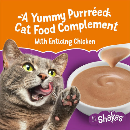 Purina Friskies Pureed Cat Food Topper, Lil’ Shakes with Enticing Chicken Lickable Cat Treats - (Pack of 16) 1.55 Oz. Pouches3
