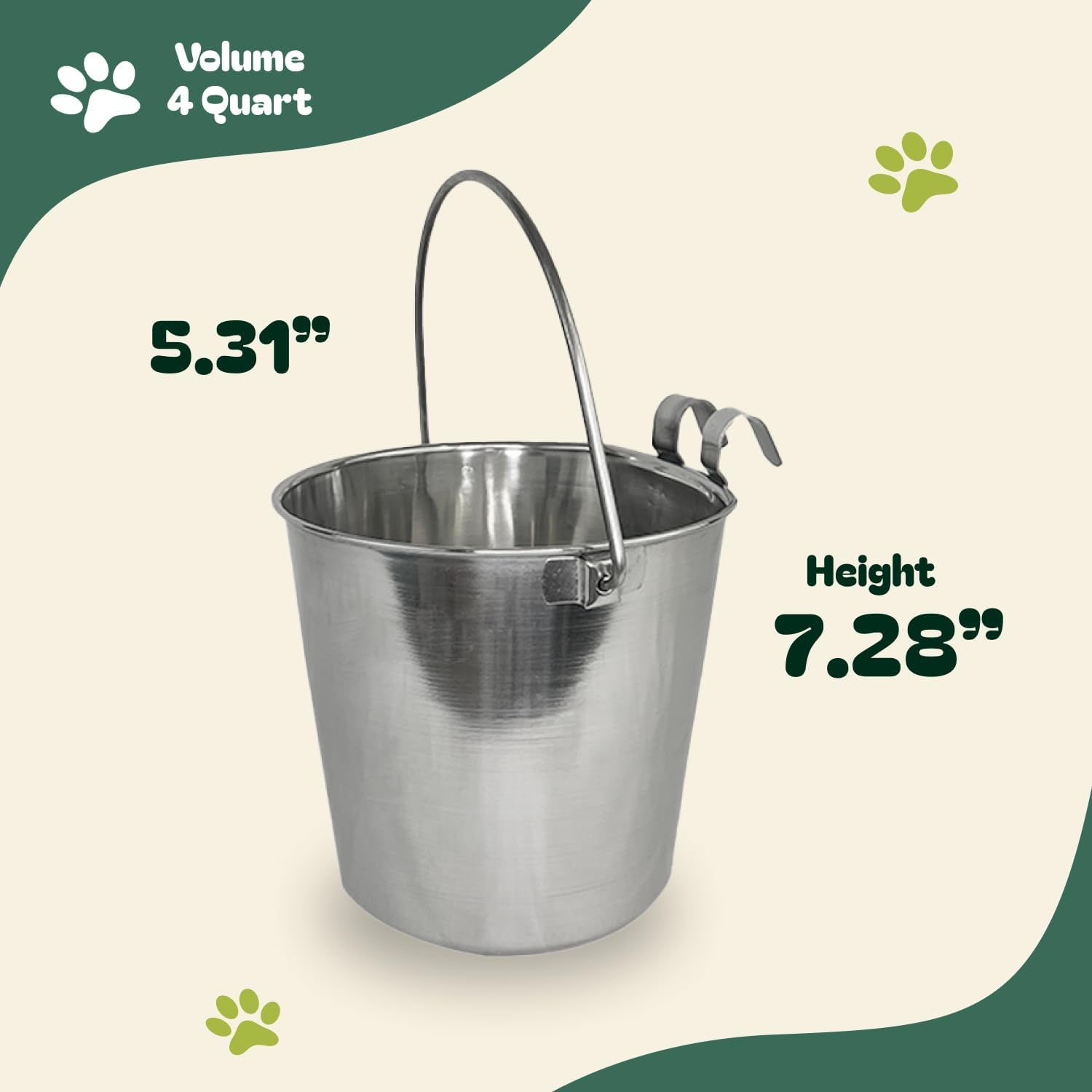 advance-pet-products-4-quart-stainless-steel-bucket-with-dual-hook-perfectly-fits-on-kennels-cages-and-critter-crates-heavy-duty-bucket-for-pets-cleaning-food-prep-flat-sided-pail
