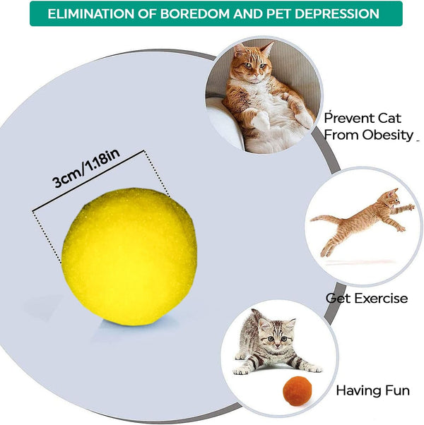 Premium Soft Pom Pom Balls for Kittens - Lightweight, Interactive, Assorted Colors - Plush Toy for Kitten Training and Play - Pet Products for Cats (1.2 Inches 30 Balls)7