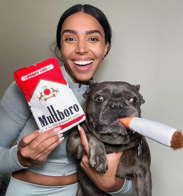 Nestpark Muttboro Doggy Cigs Funny Dog Toys - Parody Plush Squeaky Crinkle Interactive Dog Toy - Hide and Seek Treat Hiding Burrow Puzzle Toy for Stimulating Enrichment Activity2