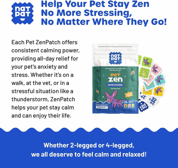 NATPAT Pet Zen Calming Patches for Dogs, Non-Medicated, 24 Count | Plant Based Essential Oils Stress Relief for Travel, Fireworks & Anxiety, Stick-On Design for Collars or Pet Lockets4