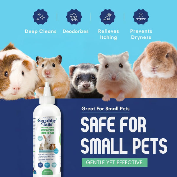 Natural Oatmeal & Aloe Vera Small Pets Shampoo for Guinea Pig, Bunny, Ferret & Rabbit Shampoo - Hypoallergenic for Sensitive Skin. 8 Fl. Oz. (Unscented)3