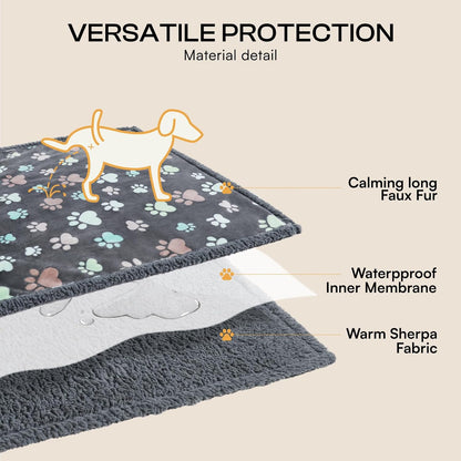 Luciphia Waterproof Pet Blankets for Couch Sofa Bed Cover Cat Liquid Pee Proof Washable Soft Fluffy Large Dog Blanket Reversible Furniture Protection Puppy Grey Paw Thicken Small（40" X 28"） | Soft Print Pet Blanket Washable Pee Proof, Furniture Protector for Couch Sofa Bed Car, Cozy Throw (40" X 28", Grey Paw)3