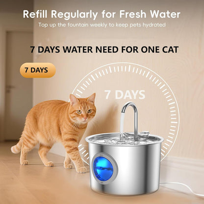 Cat Water Fountain Advanced 304 Stainless Steel 2.2L/74Oz with Detachable Tank, Easy to Clean, Automatic Pet Fountain Quiet Cats Water Dispenser, Perfect for Cats Dogs Indoor2