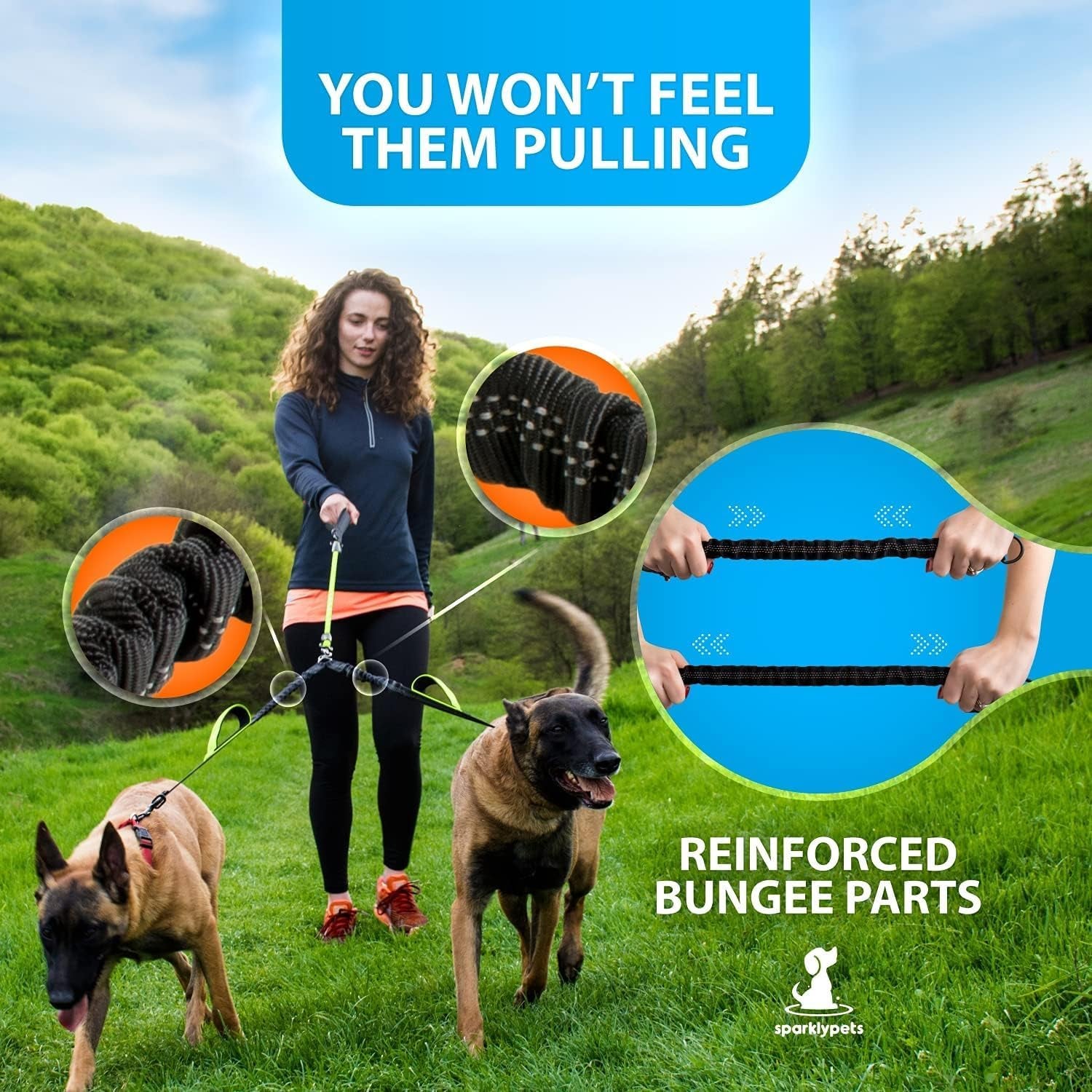 sparklypets-double-dog-leash-for-2-dogs-rope-bungee-dual-leash-for-medium-and-large-breeds-with-padded-handles-tangle-free-teal-medium-large