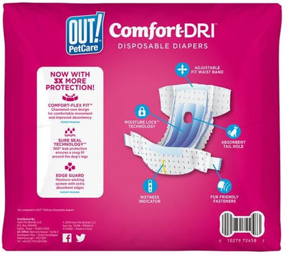 OUT! Petcare Female Dog Diapers, Disposable Dog Diapers, M/L, 32 Count | Dog Diaper, Potty Training, Incontinence Support, Leak Proof, Puppy Training, Dog in Heat, Disposable Protection, Secure Fit7