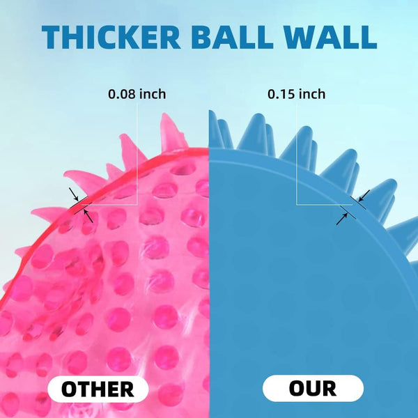 4.5” Heavy Duty Squeaky Dog Balls Toys for Medium Large Dogs 4 Pack Indestructible Dog Toys for Aggressive Chewers Spike Dog Balls for Clean Teeth and Training Dog Toys for Boredom and Stimulating3