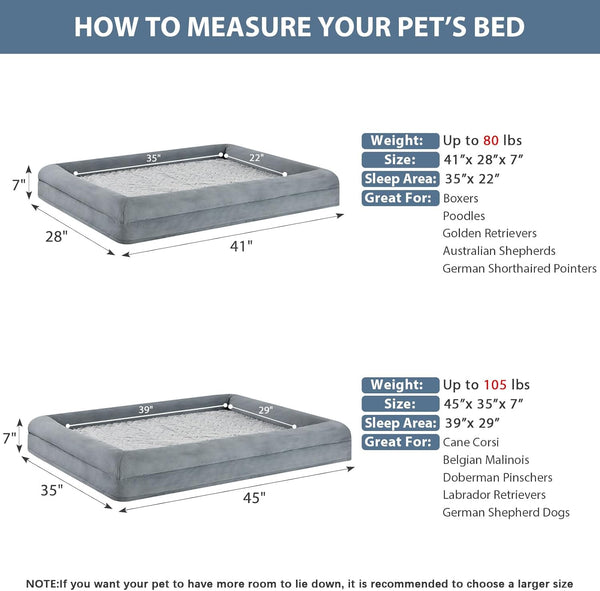 WNPETHOME XL Extra Large Dog Bed, Washable Dog Couch with Removable Waterproof Cover, Orthopedic Large Pet Sofa Bed with Bolster Sides for Sleeping | Washable Dog Couch with Removable Waterproof Cover, Large Pet Sofa Bed with Bolster Sides for Relaxing Grey 41X28 Inch3