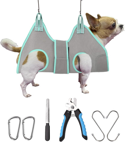 Kkiimatt Dog Grooming Hammock Harness, Small Dog Groming Sling, Gray Dog Hanging Harness for Nail Trimming,Dog Nail Clipping Hanger Restraint Holder12