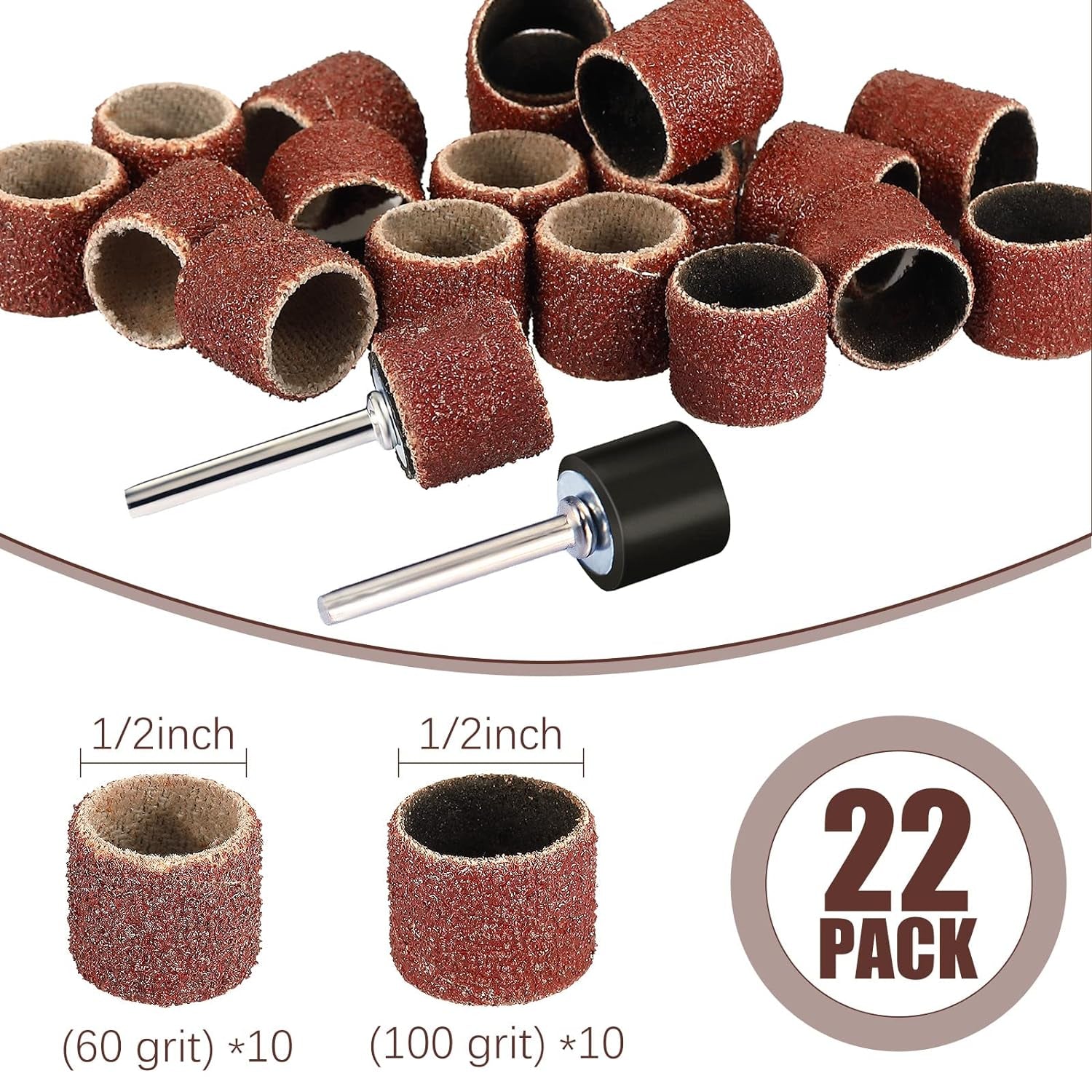 22-pet-nail-grinder-replacement-kit-with-grit-sanding-bands-pet-smoother-claw-care-black-grinding-drums-dog-nail-grinder-replacement-dog-claw-grooming-supplies1-2-inch-60-grit-and-100-grit