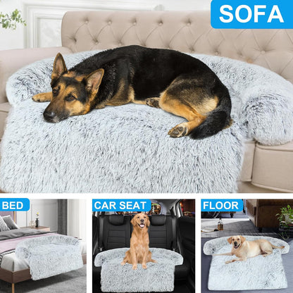 Luxurious Dog Couch Bed Protector for Dogs Pet Couch Cover Dog Sofa Beds(M) | Removable Fluffy Plush Dog Couch Bed Washable, Calming Dog Sofa Beds, Waterproof Couch Protector, Pet Beds Mats for Couch(L)6