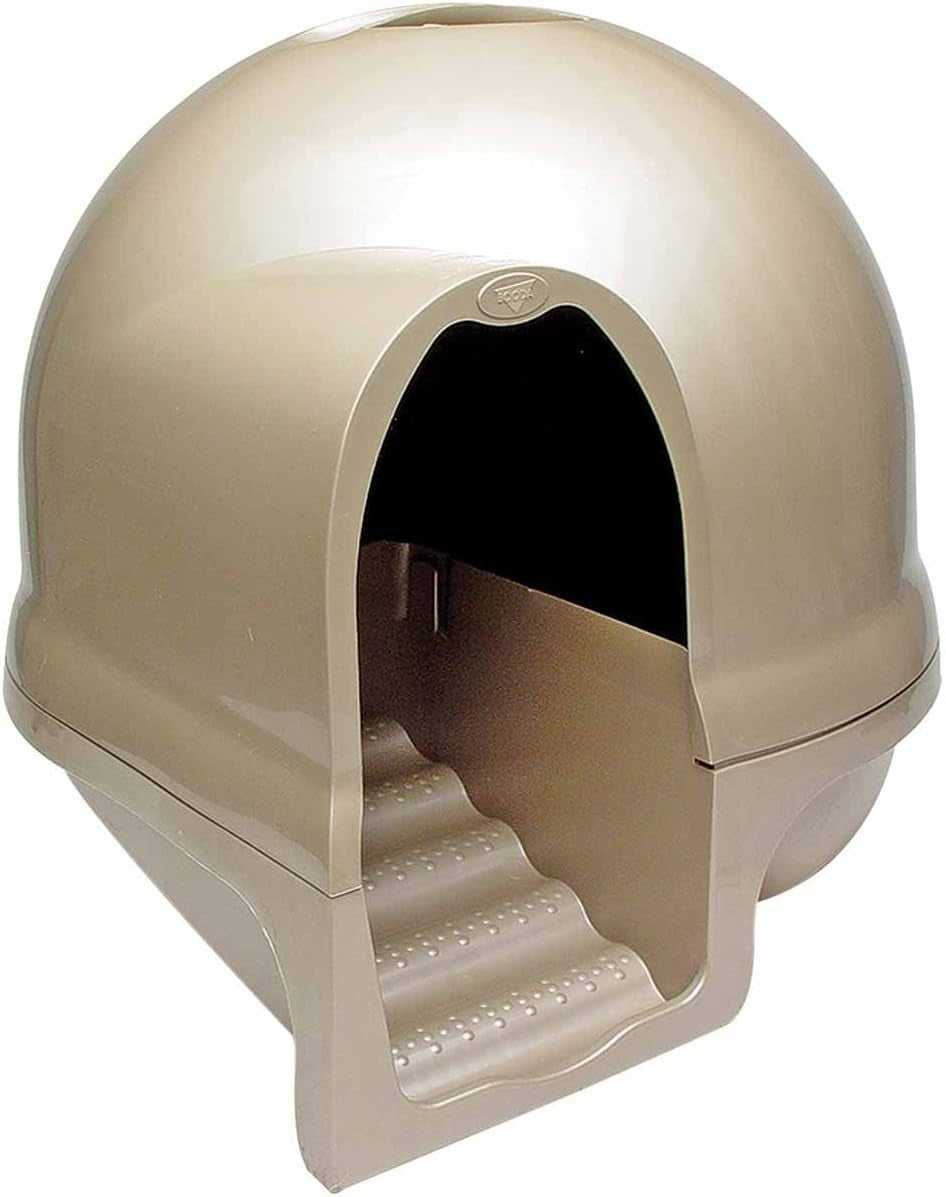 petmate-booda-clean-step-cat-litter-box-dome-made-in-the-usa-with-95-recycled-materials-brushed-nickel-made-in-usa
