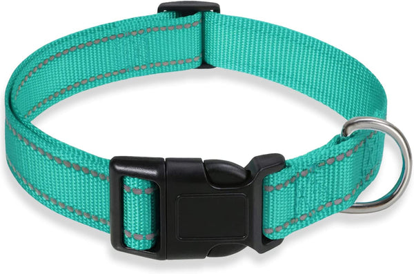 Reflective Dog Collar with Buckle Adjustable Safety Nylon Collars for Small Medium Large Dogs, Pink M | Breathable Nylon Collars for Small Medium Large Dogs, No Chafing on Walks and Outdoor Hikes, Metal D-Ring, Night Safety16