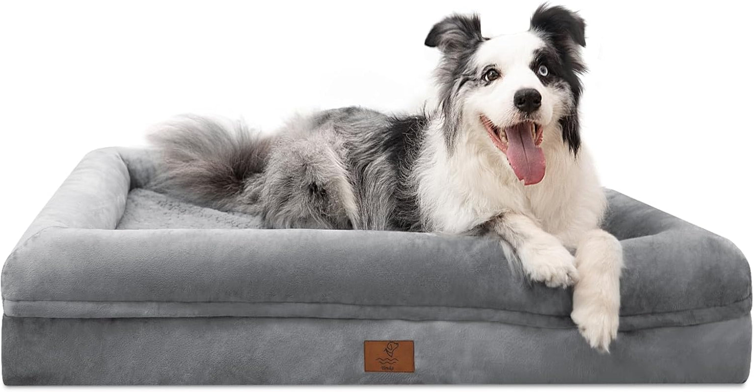 xl-orthopedic-waterprood-dog-bed-for-extra-large-size-dogs-360-degree-bolster-support-egg-crate-foam-waterproof-liner-non-slip-bottom-machine-washable-cover-45-x-35-inch