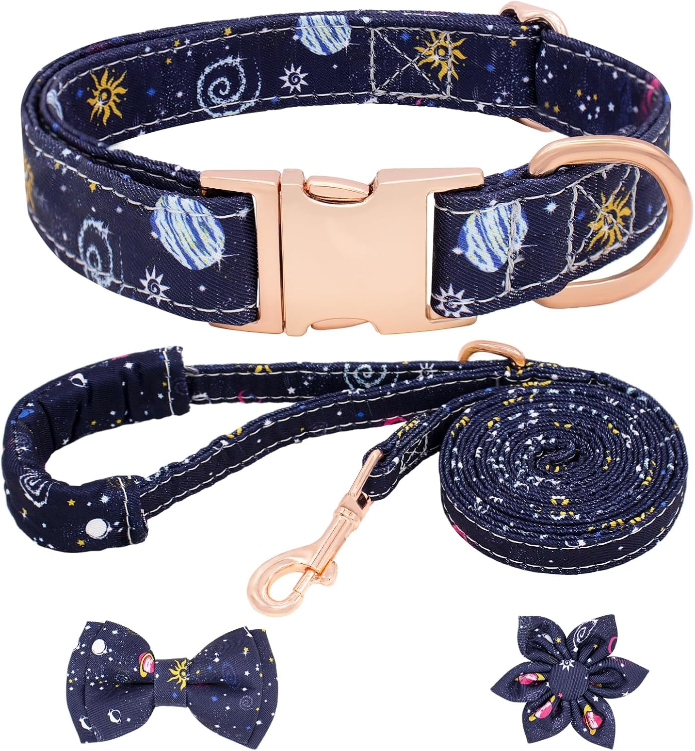 dog-collar-and-leash-set-girls-adjustable-puppy-collars-with-floral-bow-tie-for-small-medium-large-female-dogs-orange-flower-s