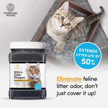 Kitty'S Odor Stopper - 4 Lbs of Activated Charcoal Cat Litter Box Odor Eliminator | Friendly Freshener | Unscented Deodorizer - Child Safe, Non-Toxic & Fresh | Extends Feline Litter Life8