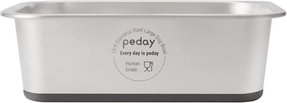 PEDAY 1.2 Gallon Large Dog Water Bowl | 18/8 Human Grade Stainless Steel - Silver Classic10