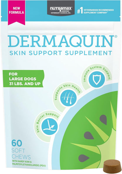 Nutramax Dermaquin Dog Supplement, Support for Itchy Skin, Soft Chews, 60Ct1
